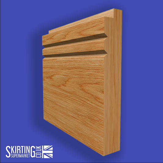 Single Step V Grooved 2 Solid Oak Skirting Board