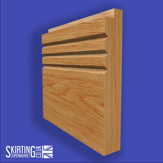 Single Step V Grooved 3 Solid Oak Skirting Board