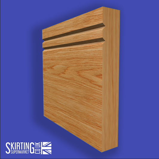 Square Edge V Grooved 2 Solid Oak Skirting Board