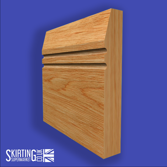 Chamfered Square C Grooved 2 Solid Oak Skirting Board