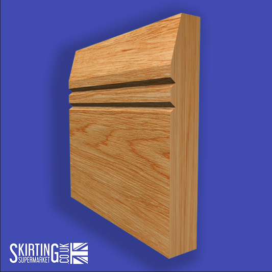 Chamfered Square V Grooved 2 Solid Oak Skirting Board