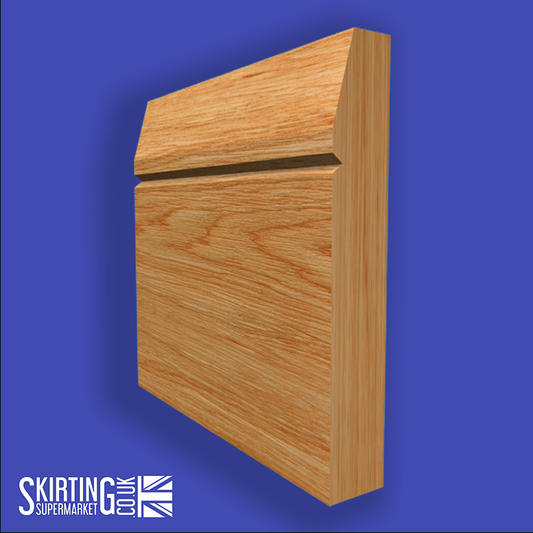 Chamfered Square V Grooved Solid Oak Skirting Board
