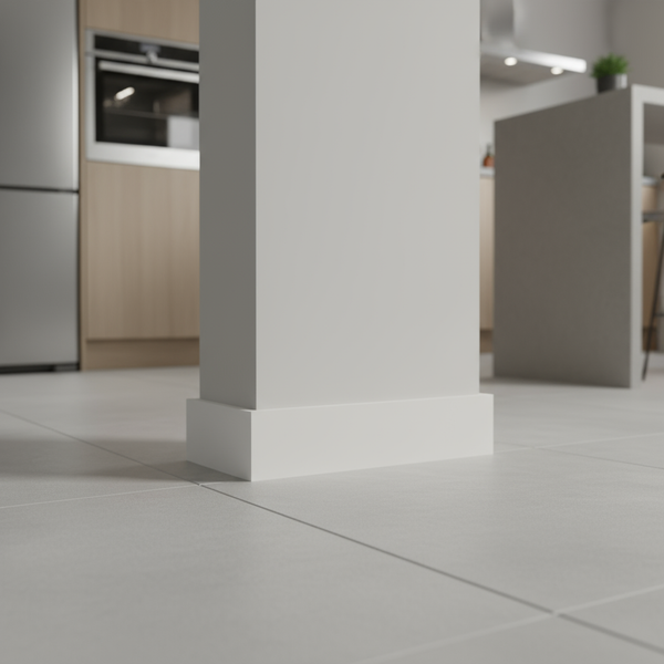 Close-up of square edge skirting board