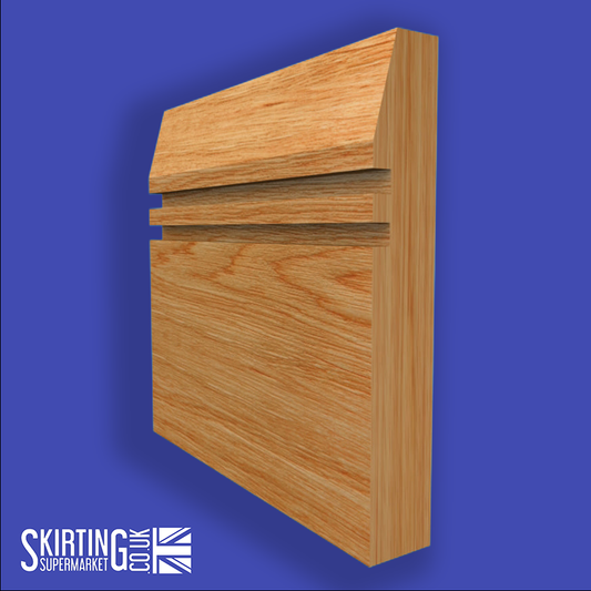 Chamfered Square Grooved 2 Solid Oak Skirting Board