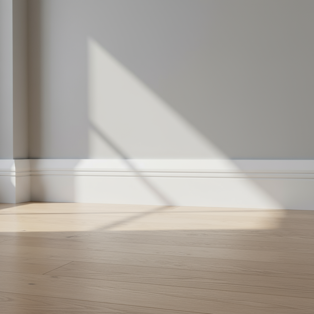 Single splay and 2 drips skirting board in interior room