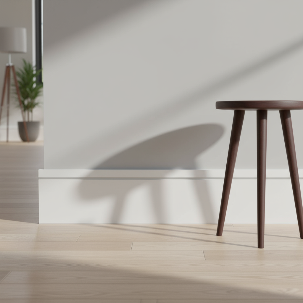 Single square groove skirting board with stool in interior room